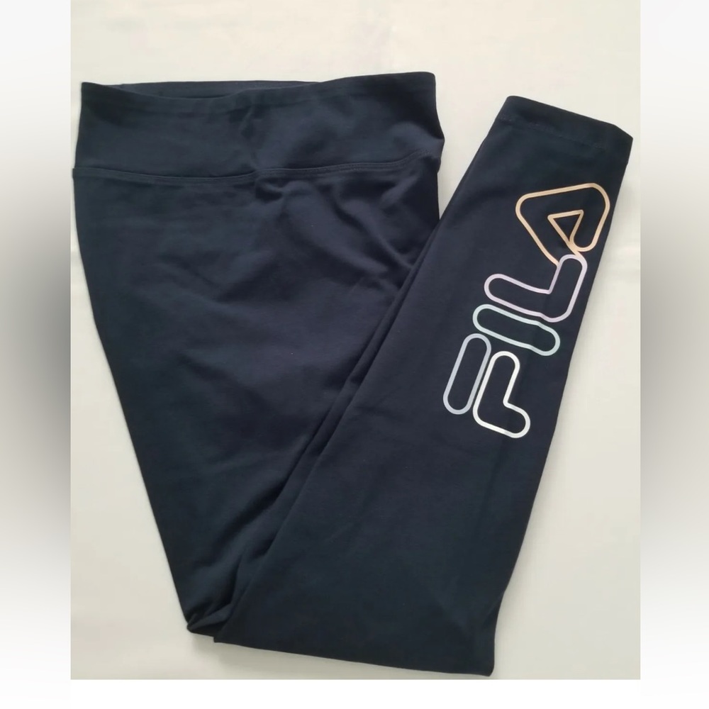 🦚2/$40 FILA Logo Women’s Legging / Yoga Pants Navy Blue sz XL Extra Large NWOT - Picture 5 of 15